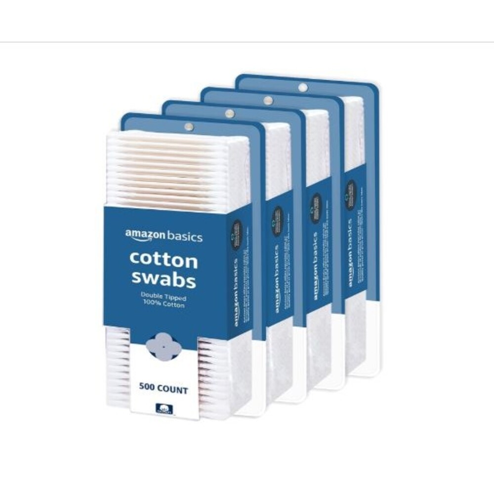 Amazon Basics Cotton Swabs for Personal Hygiene and Baby Care, 2000 Count,4 Pack